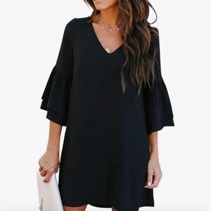 Black V-Neck Dress with Ruffle Sleeves Belongsci size XL. Cocktail party dress